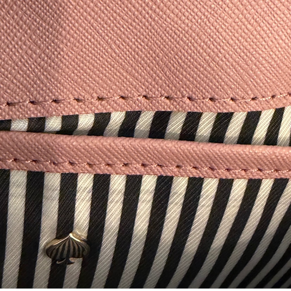 Kate Spade Laurel Way Carsen Leather Crossbody Saddle Bag Dusty Pink Mauve Gold - Picture 7 of 11